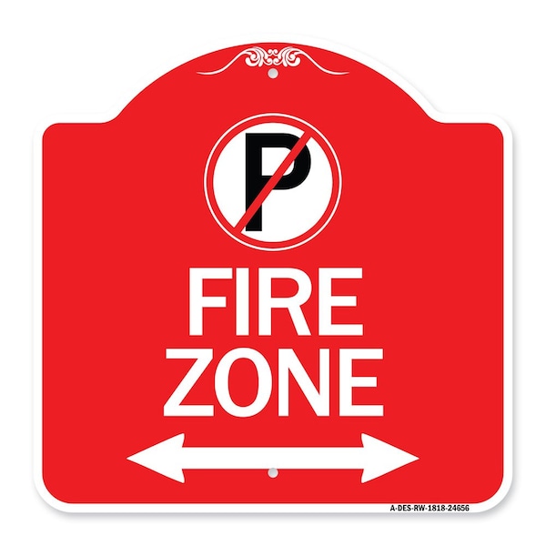 Signmission No Parking and Arrow Pointing Left and Right, Red & White Aluminum Sign, 18" x 18", RW-1818-24656 A-DES-RW-1818-24656 - main